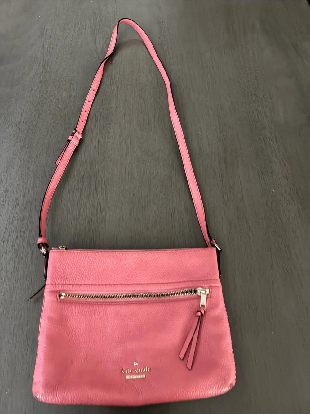 kate spade Pink Leather Crossbody with Front Zip Pocket